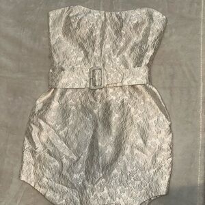 Amanda Uprichard Cream Strapless Bodycon Dress with Flower Details